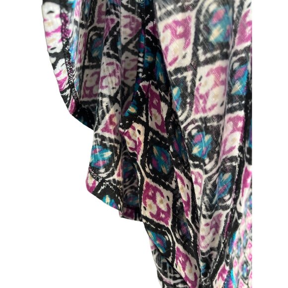Jaclyn Smith Flutter Sleeve Geometric Top Purple Black White Small - Picture 6 of 7